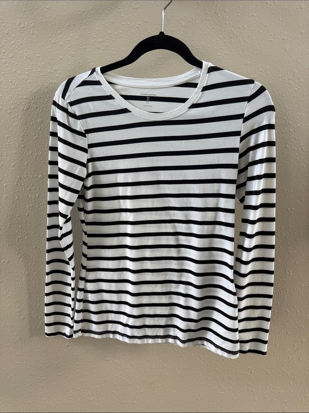 Amazon Essentials Black & White Striped Long Sleeve Tee